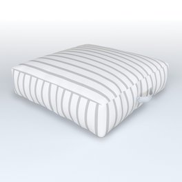 Dove Grey Pin Stripes on White Outdoor Floor Cushion | Greystripe, Stripe, Pale, Grey, Pinstriped, Dovegrey, Pastel, Dovestripe, Pinstripe, Striped 