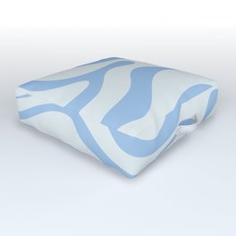Soft Liquid Swirl Abstract Pattern Square in Powder Blue Outdoor Floor Cushion
