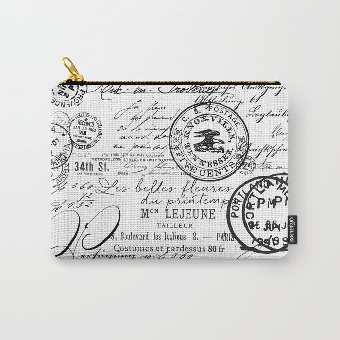 Vintage handwriting black and white Carry-All Pouch