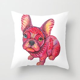 Raspberry frenchie Throw Pillow