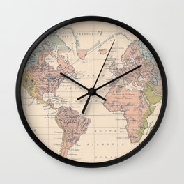 Vintage River Systems World Map (1852) Wall Clock