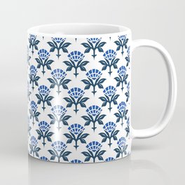 Ajrak Woodblock Floral Print in Blue Coffee Mug