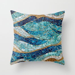 Beautiful Ocean Blue Gold Modern Collection Throw Pillow