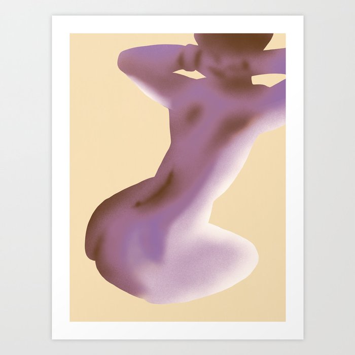 Sexy back retro figurative art in purple Art Print