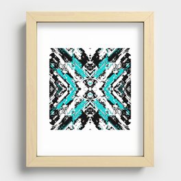 Blue Changes - Abstract black, white and blue Recessed Framed Print