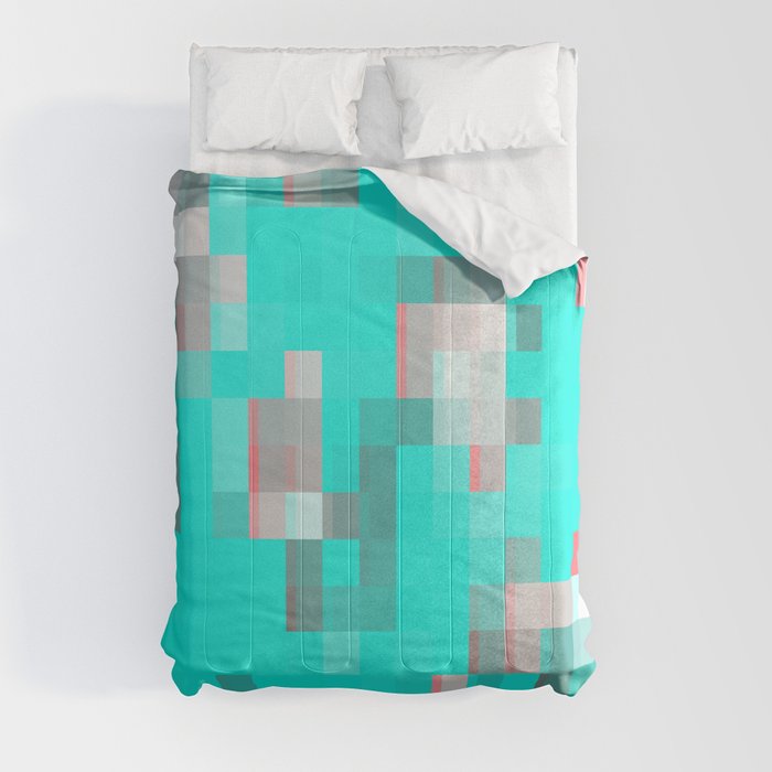 geometric pixel square pattern abstract background in blue Comforter