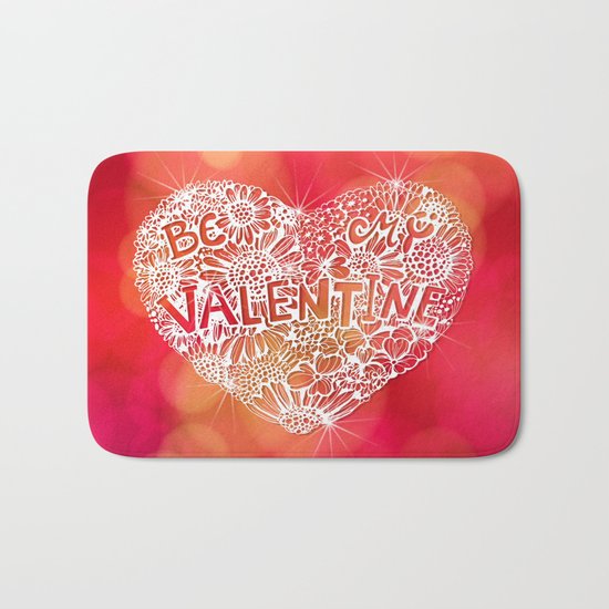 Floral heart Bath Mat