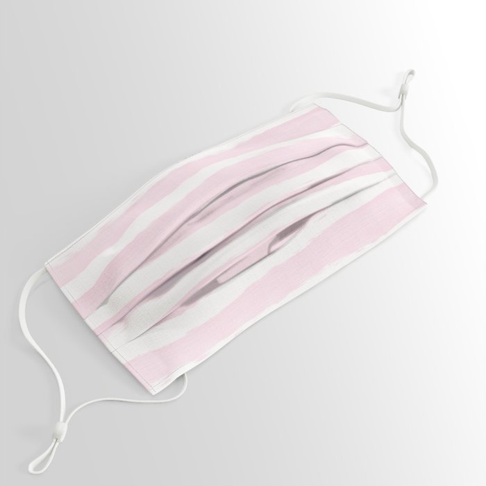 Pink handpainted stripes on clear white Face Mask