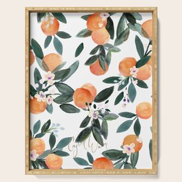 Dear Clementine - oranges on white Serving Tray