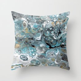 Turquoise White Gold Faux Marble Granite Throw Pillow