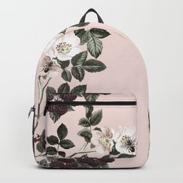 Bees + Blackberries on Pale Pink Backpack