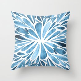 Symmetrical drops - blue Throw Pillow