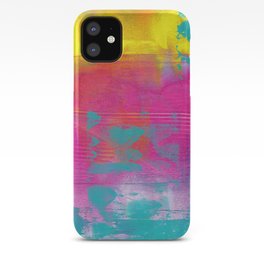 Neon Abstract Acrylic - Turquoise, Magenta & Yellow iPhone Case