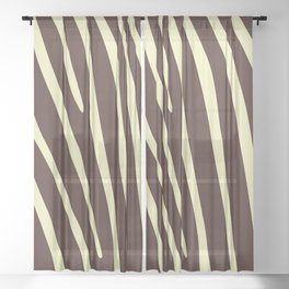 Abstract Zebra Stripes Pattern - Lemon Meringue and Bistre Sheer Curtain