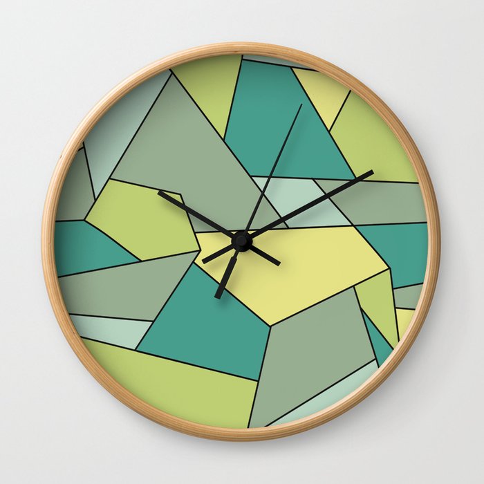 Geometric pattern retro vintage fresh citrus Wall Clock