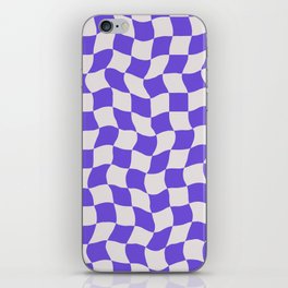 Blue purple wavy warp checker iPhone Skin