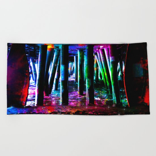 colorful pier Beach Towel