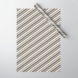 [ Thumbnail: Beige and Dim Gray Colored Lines/Stripes Pattern Wrapping Paper ]