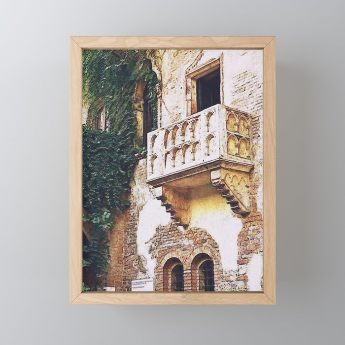 Juliet`s window - Romantic Italian love story Framed Mini Art Print