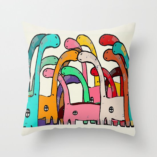 Dino Disco Throw Pillow