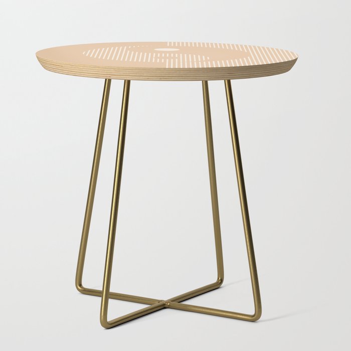 Geometric Lines Ying and Yang III in Beige Shades Side Table
