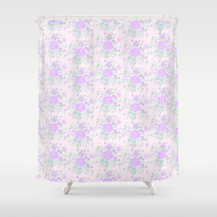 Sweet Rose Lavender Shower Curtain