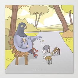 Pigeon Feeding Canvas Print