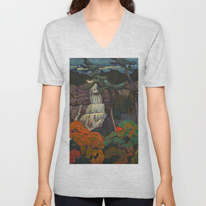 J.E.H. Macdonald Algoma Waterfall, 1920, McMichael Canadian Art Collection V Neck T Shirt