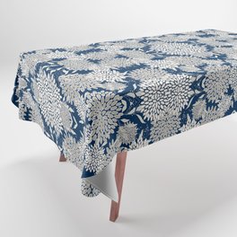 Leaves and Blooms, Blue and Gray Tablecloth