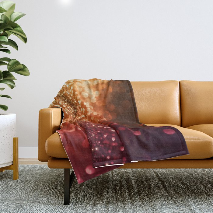 Fire and flames - Red and yellow glitter effect texture Throw Blanket