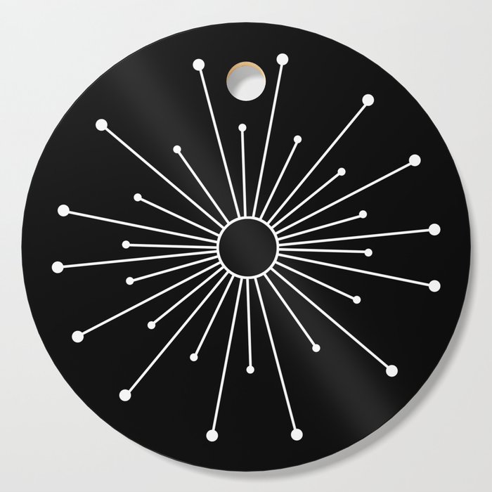 Mid Century Modern Simple Sputnik Starburst Black/White Cutting Board
