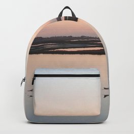 Arial Photography: Beautiful Pink Sunset Beach - Flamingo Birds Backpack | Modern Sun, Minimal Simple, Digital Underwater, Shore Color Calm, Coastal Nature, Photo, Graphicdesign, Water Summer, Arial Photography, Vintage Sea 