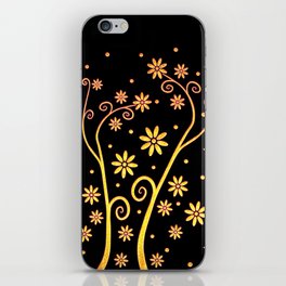 Gold Blooming Flowers iPhone Skin