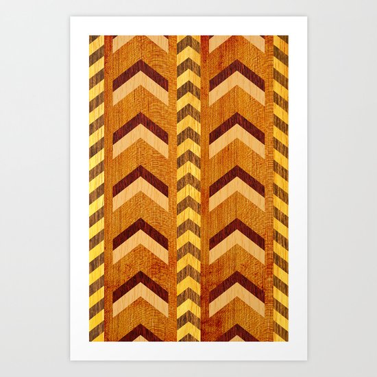 Wood Inlaid Chevrons Art Print