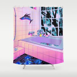 Vaporwave Bathroom Shower Curtain