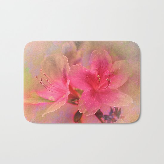 Flowers in a golden glow Bath Mat