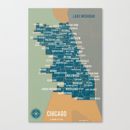 City of Chicago Map Canvas Print
