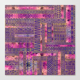 Tribal  Ethnic Boho Pattern gold and violet Canvas Print