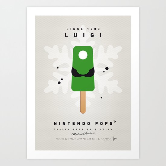 My NINTENDO ICE POP - Luigi Art Print