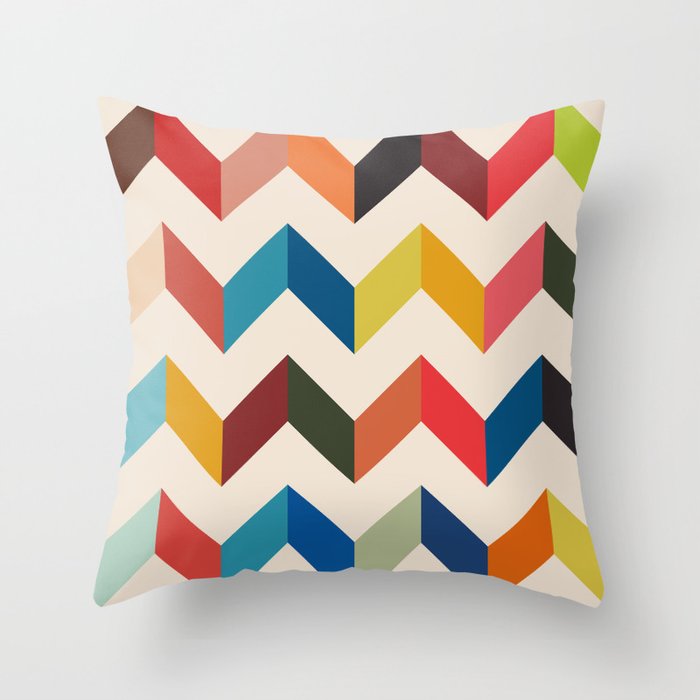 Multi-Color Retro Chevron Geometric Pattern Throw Pillow