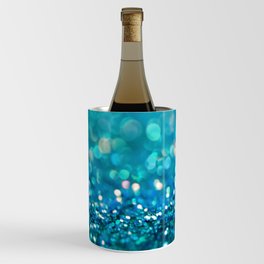 Teal turquoise blue shiny glitter print effect - Sparkle Luxury Backdrop Wine Chiller