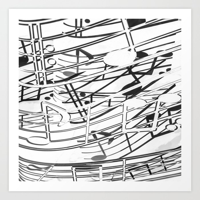 Music Note Sign Pattern Abstract Background In Black And White Art