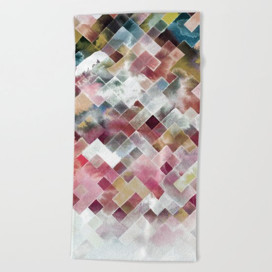Moody watercolor patchwork Beach Towel