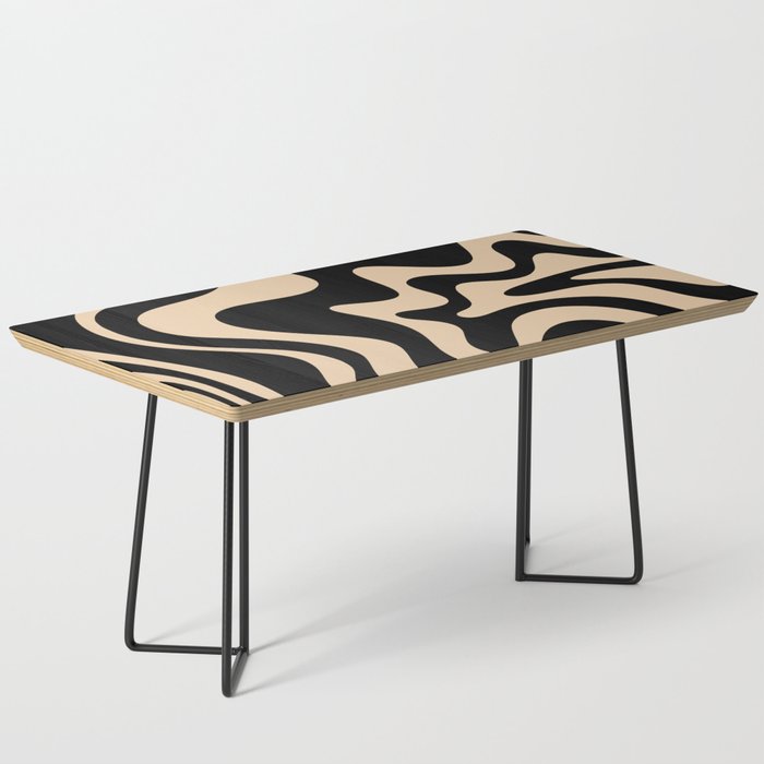 Retro Liquid Swirl Abstract Pattern in Black and Camel Coffee Table
