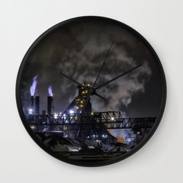 Steel Mill Cleveland, Ohio Industrial Wall Clock | Long Exposure, Landscape, Pop Art, Digital, Photo, Black and White, Architecture, Hdr 