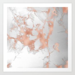 Blush Pink And White Marble Collection Art Print
