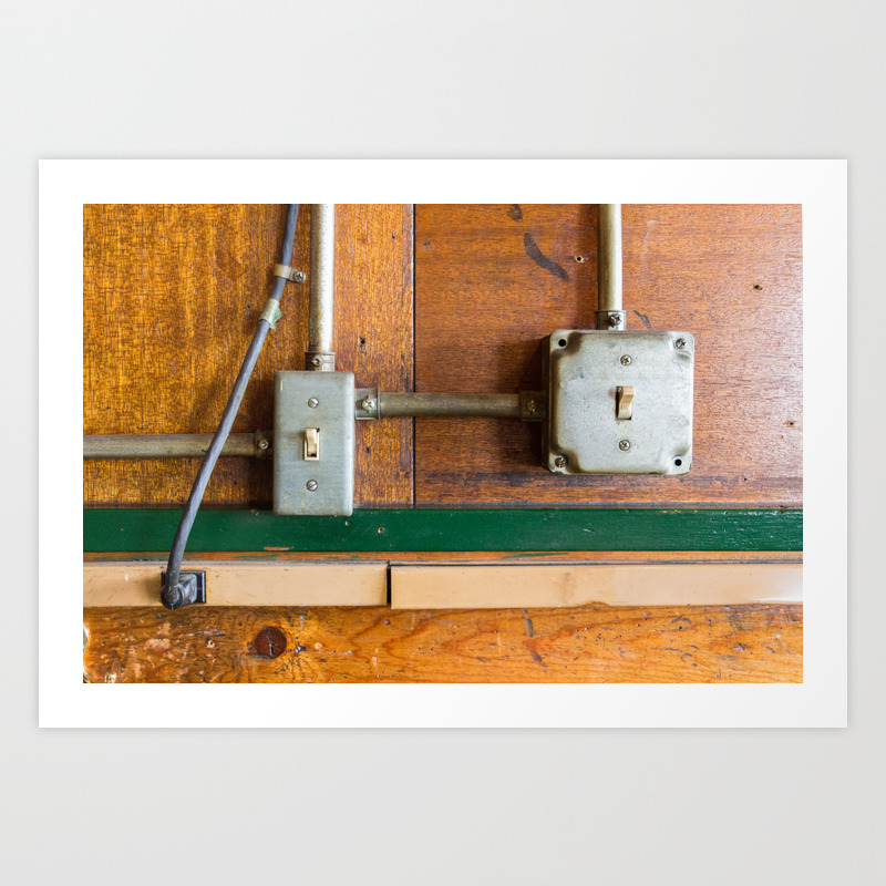 Two Retro Light Switches On A Wall Art Print By Ruramos