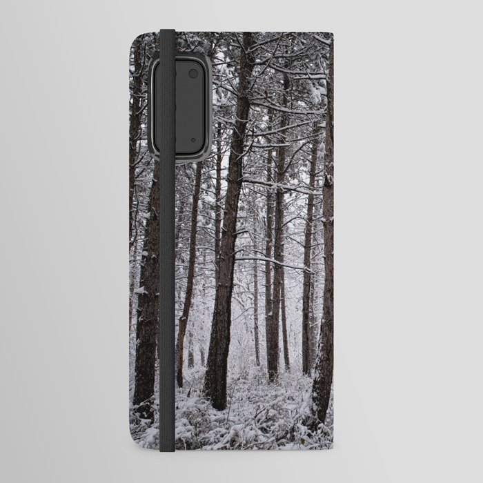 Snowy forest of pine trees in Iowa Android Wallet Case