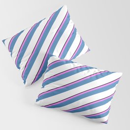 [ Thumbnail: Black, Violet, Blue & White Colored Lines/Stripes Pattern Pillow Sham ]