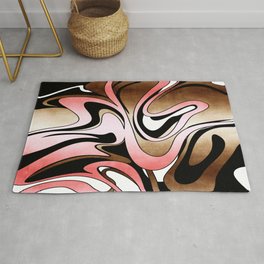 Liquify Watercolor // Blush Pink, Brown, Black and White Area & Throw Rug